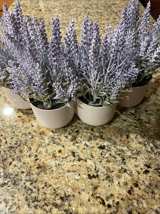 Other - Faux Lavender Plant in Cream Pot - Decorative Purple Accent